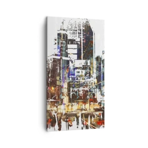 Lærredstryk - Billede på lærred - Flimrende by - 45x80 cm
