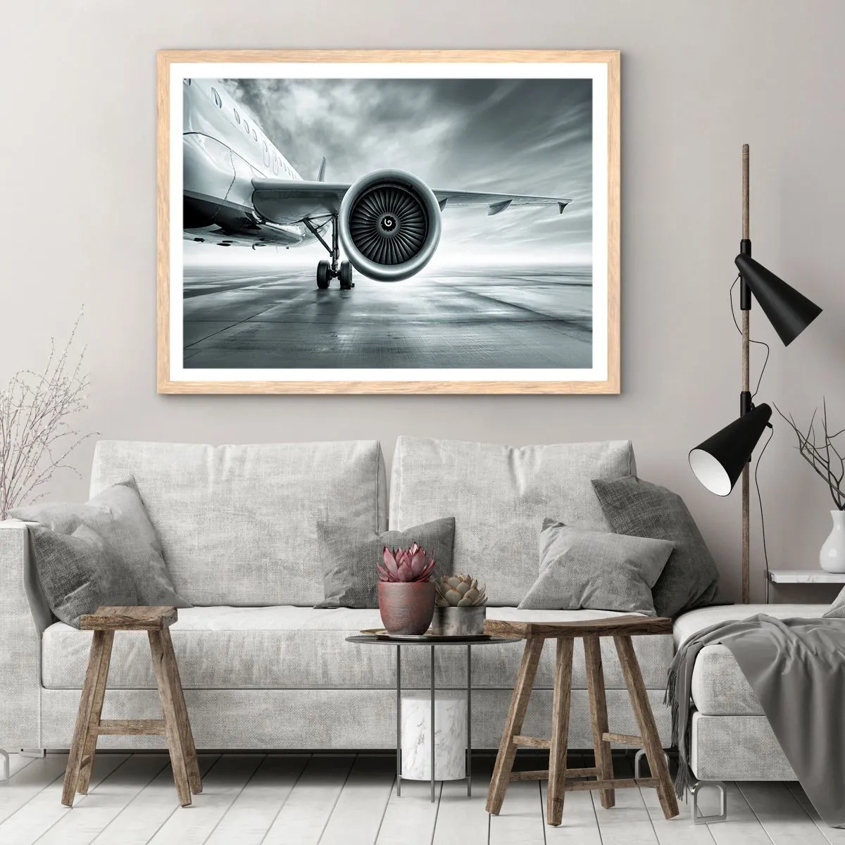 Plakat i ramme af lyst egetræ - Der er kraft! - 50x40 cm