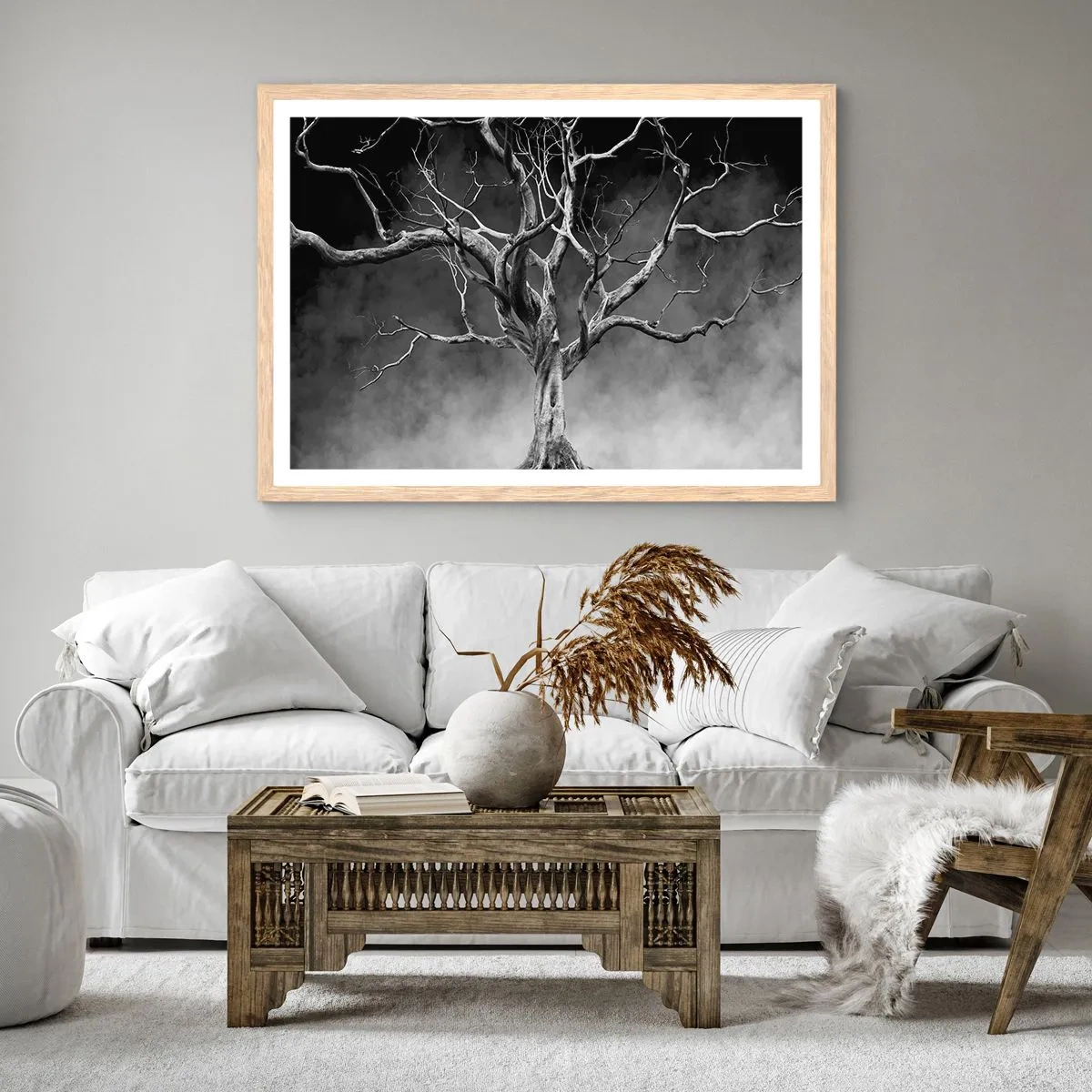 Plakat i ramme af lyst egetræ - Primær og hellig - 50x40 cm