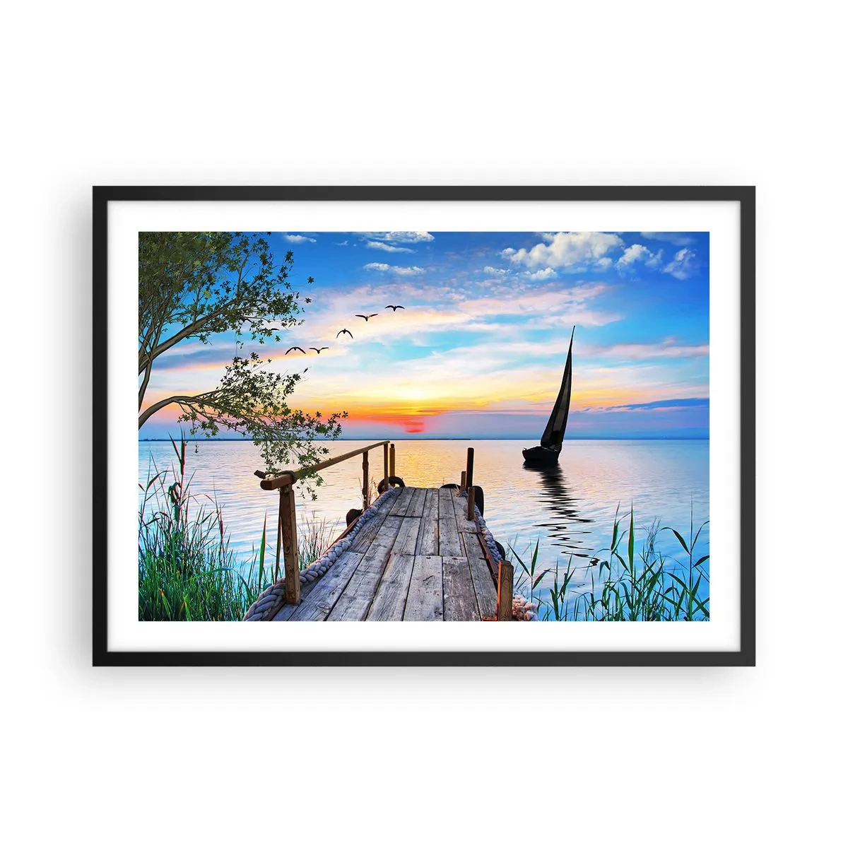 Plakat i sort ramme - Godaften - 70x50 cm