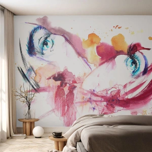 Fototapet Premium Canvas - I nærheden af hinanden blomstrer verden - Abstraktion, Kvindens ansigt, Kvindelige øjne - 100x70 cm