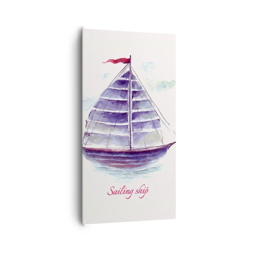 Lærredstryk - Billede på lærred - Fulde sejl og roligt vand - 65x120 cm