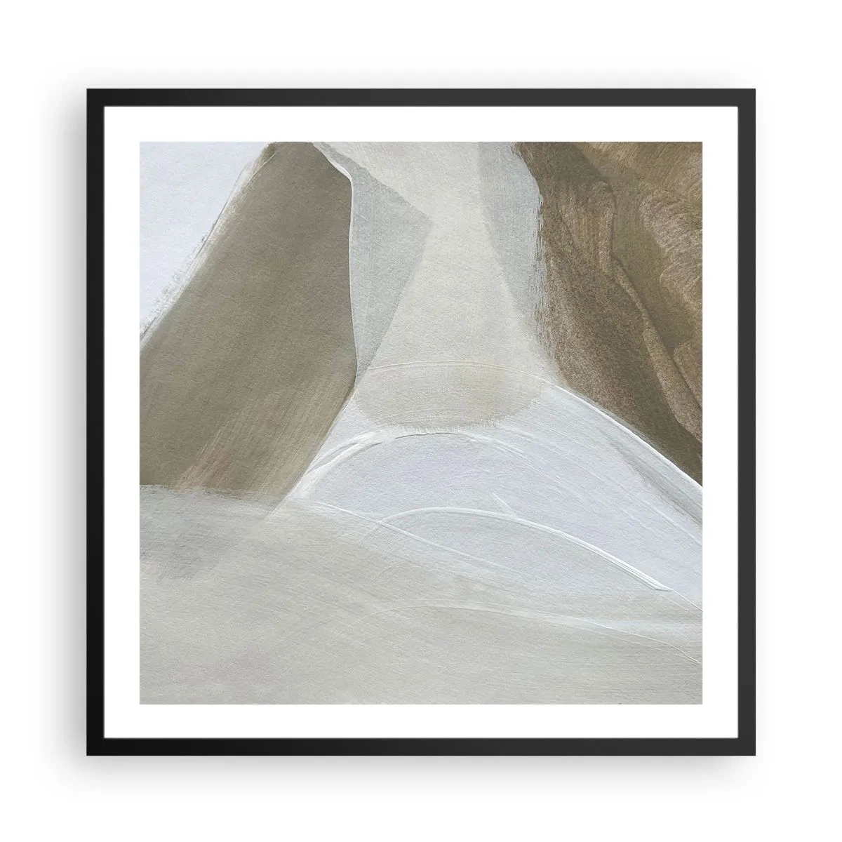 Plakat i sort ramme - Bølge af hvidt - 60x60 cm