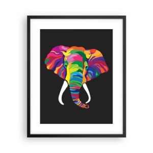 Plakat i sort ramme - Elefanten, der elskede at bade i regnbuen - 40x50 cm