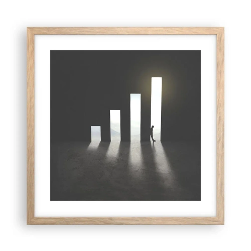 Plakat i ramme af lyst egetræ - Succes - et indtryk - 40x40 cm
