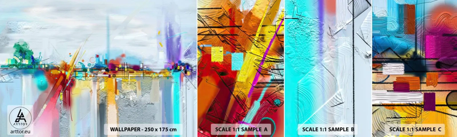 Prøve Fototapet Selvklæbende Deluxe Sticker - Glædens bro over livets flod - Abstraktion, Stykke, Surrealisme - 100x30 cm