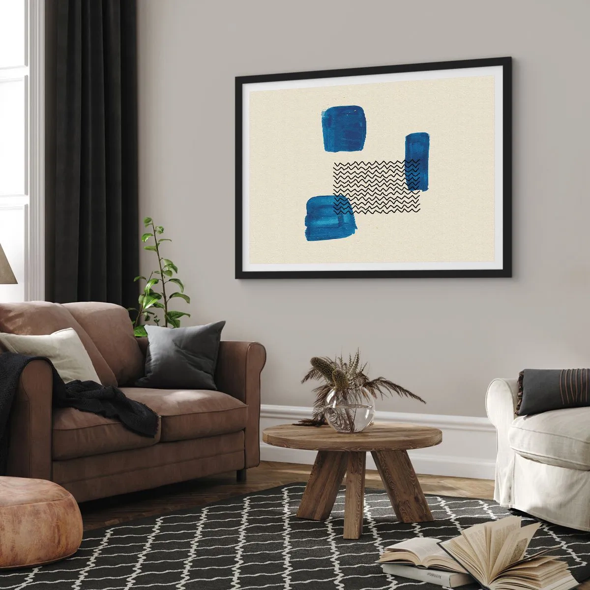 Plakat i sort ramme - Abstrakt kvartet - 100x70 cm