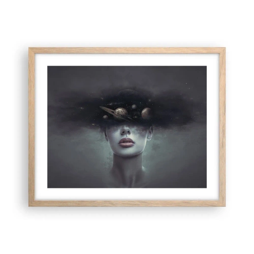 Plakat i ramme af lyst egetræ - Og planeterne er ved at gå amok... - 50x40 cm