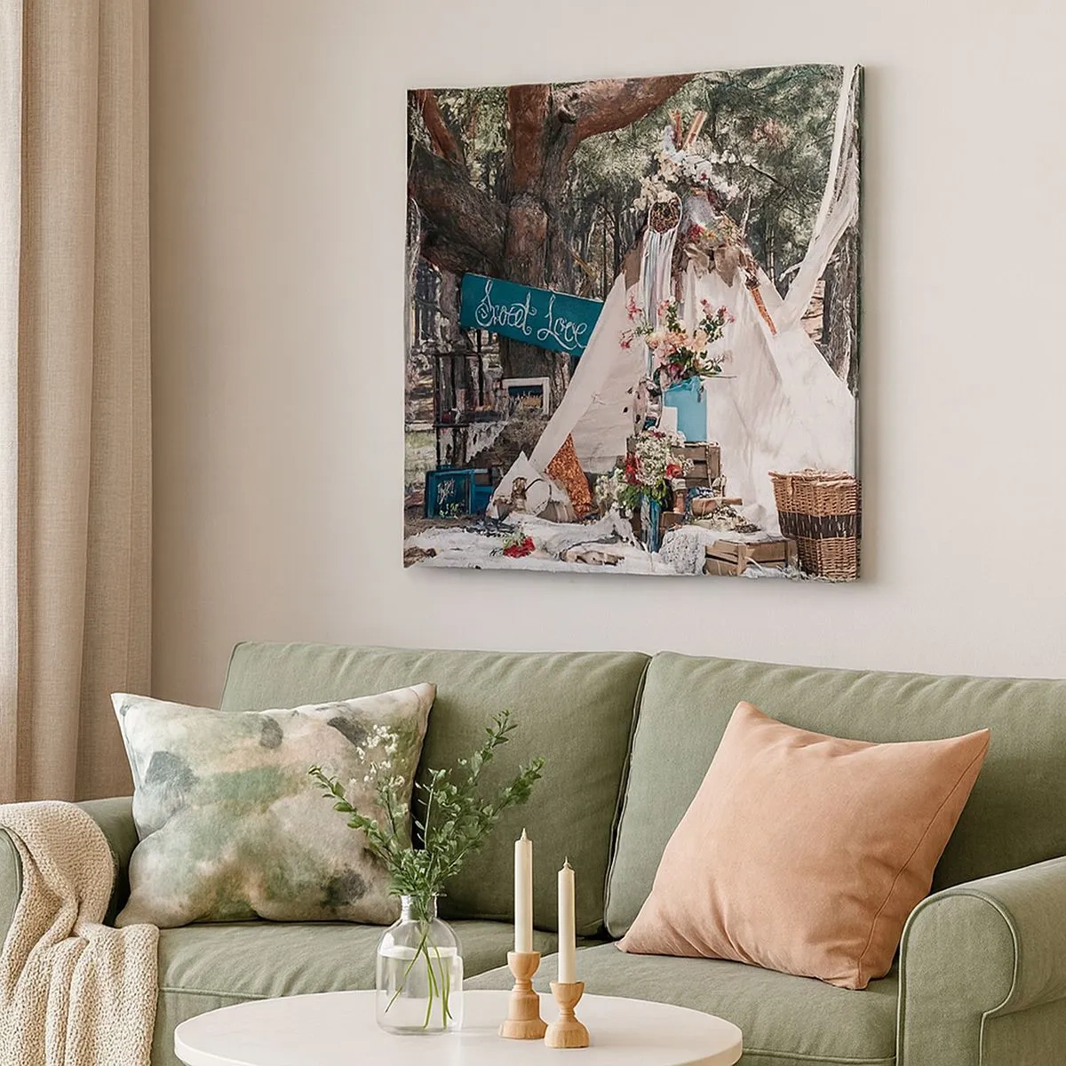 Lærredstryk - Billede på lærred - Make love… - 30x30 cm