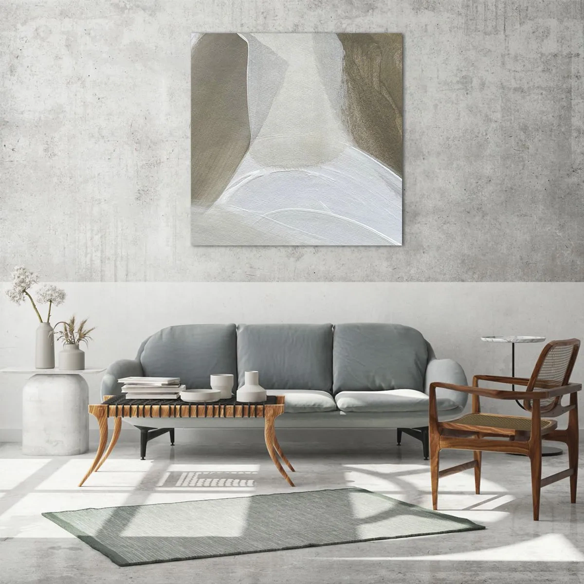 Billede på glas - Bølge af hvidt - 60x60 cm