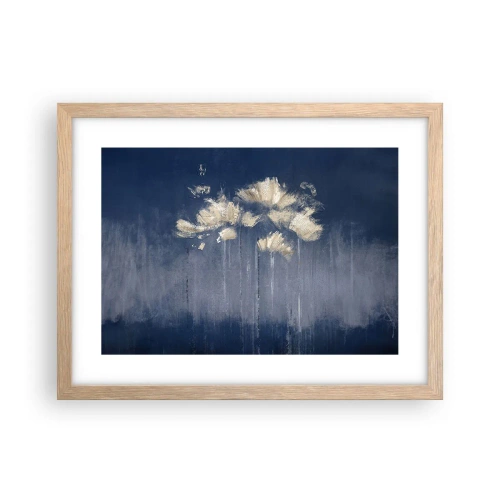 Plakat i ramme af lyst egetræ - Som kronblade i vinden - 40x30 cm