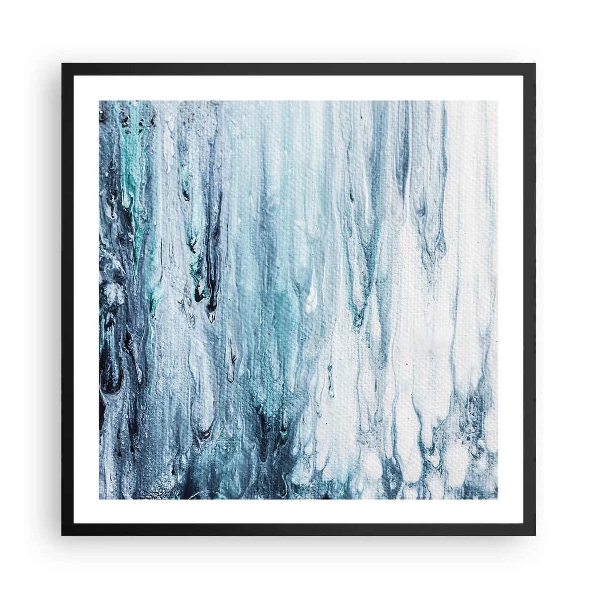 Plakat i sort ramme - Blå istapper - 60x60 cm