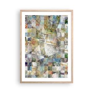 Plakat i ramme af lyst egetræ - Geometrisk ommøblering - 50x70 cm