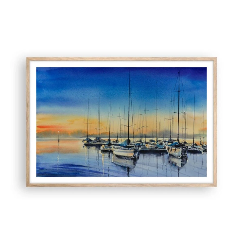 Plakat i ramme af lyst egetræ - Slutningen på en god dag - 91x61 cm