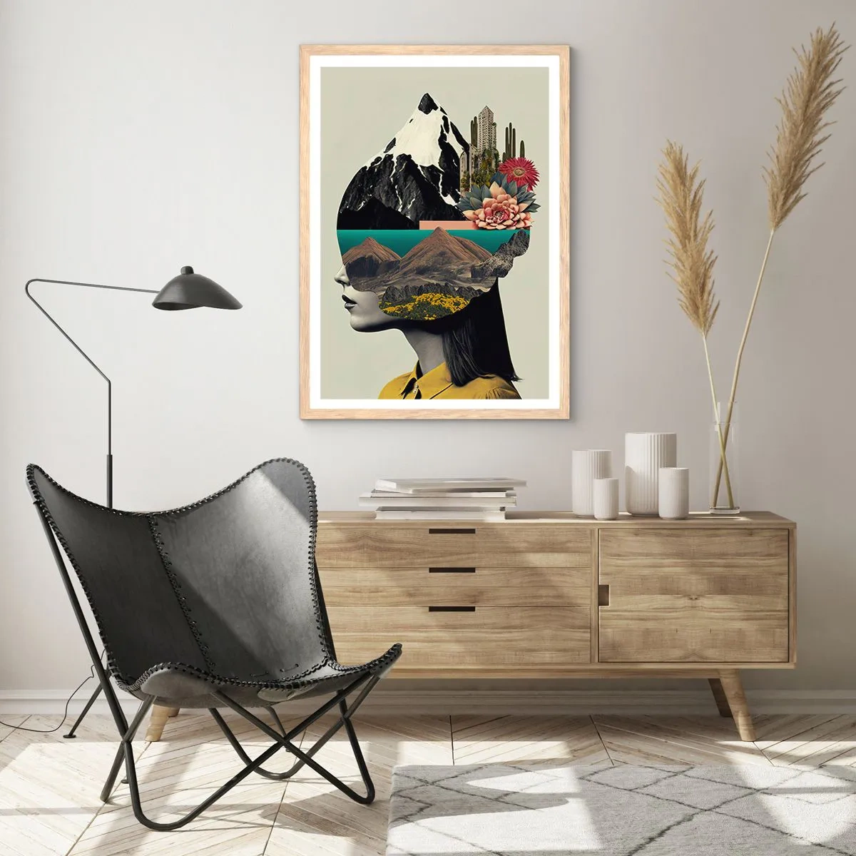 Plakat i ramme af lyst egetræ - Kvinden - altid et mysterium - 70x100 cm