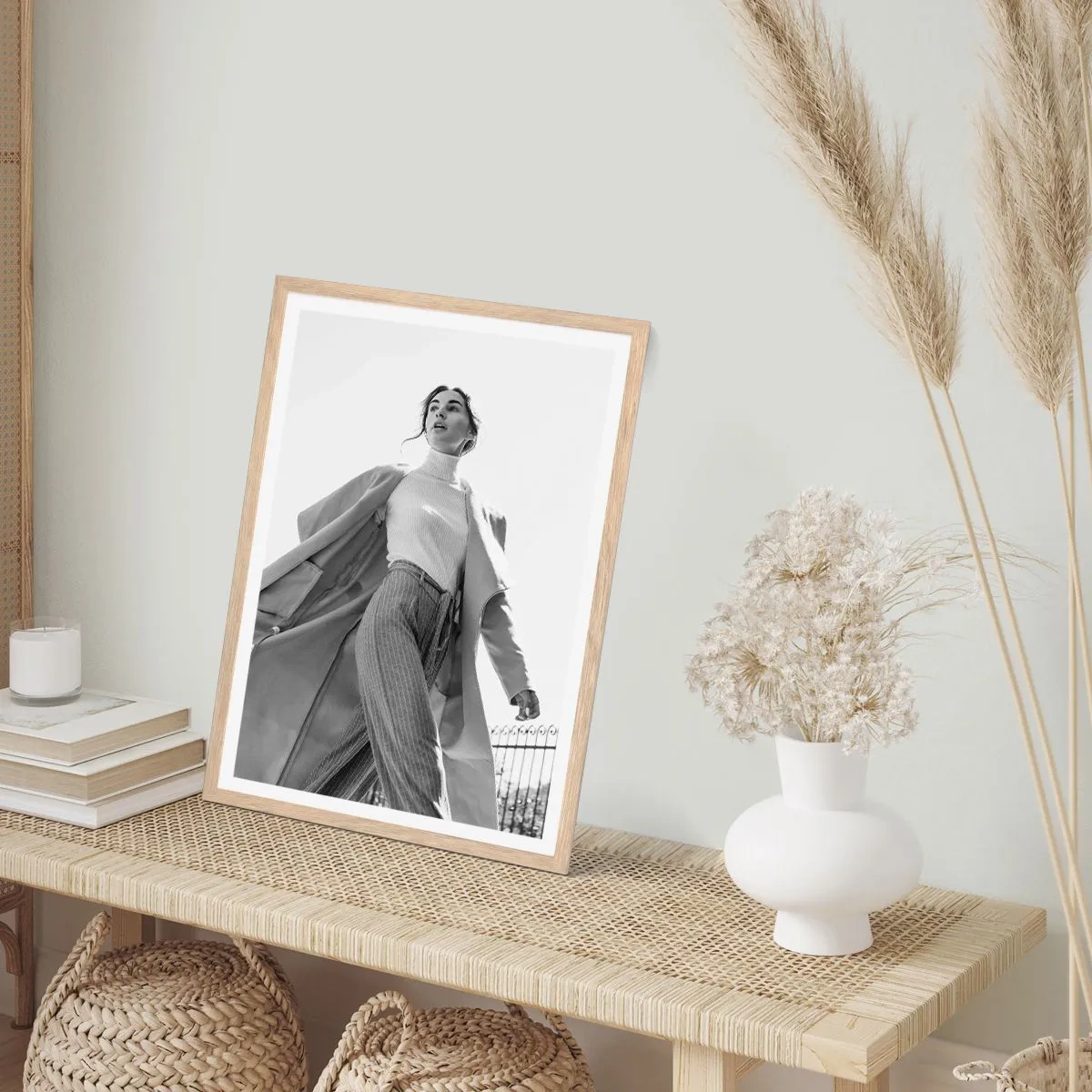 Plakat i ramme af lyst egetræ - Kommer du med mig? - 61x91 cm