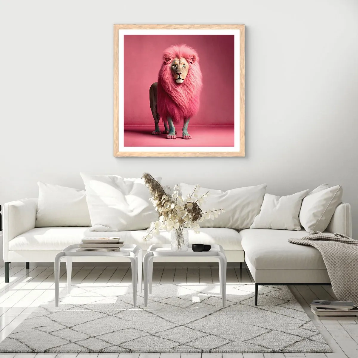 Plakat i ramme af lyst egetræ - Og du er ikke længere bange - 60x60 cm