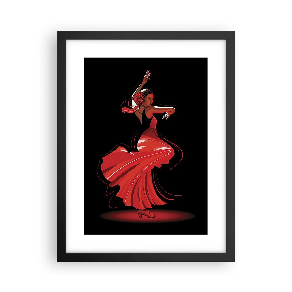 Plakat i sort ramme - Flamencoens brændende ånd - 30x40 cm