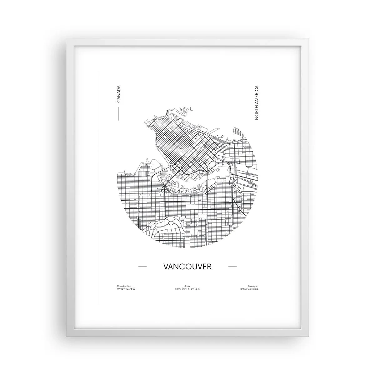 Plakat i hvid ramme - Anatomi af Vacouver - 40x50 cm