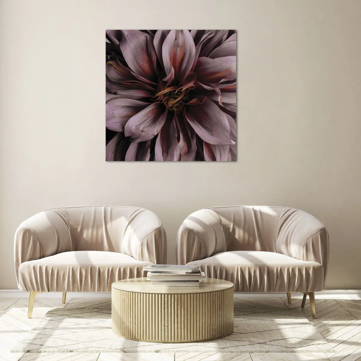 Billede på glas - Blomstret hjerte - 50x50 cm