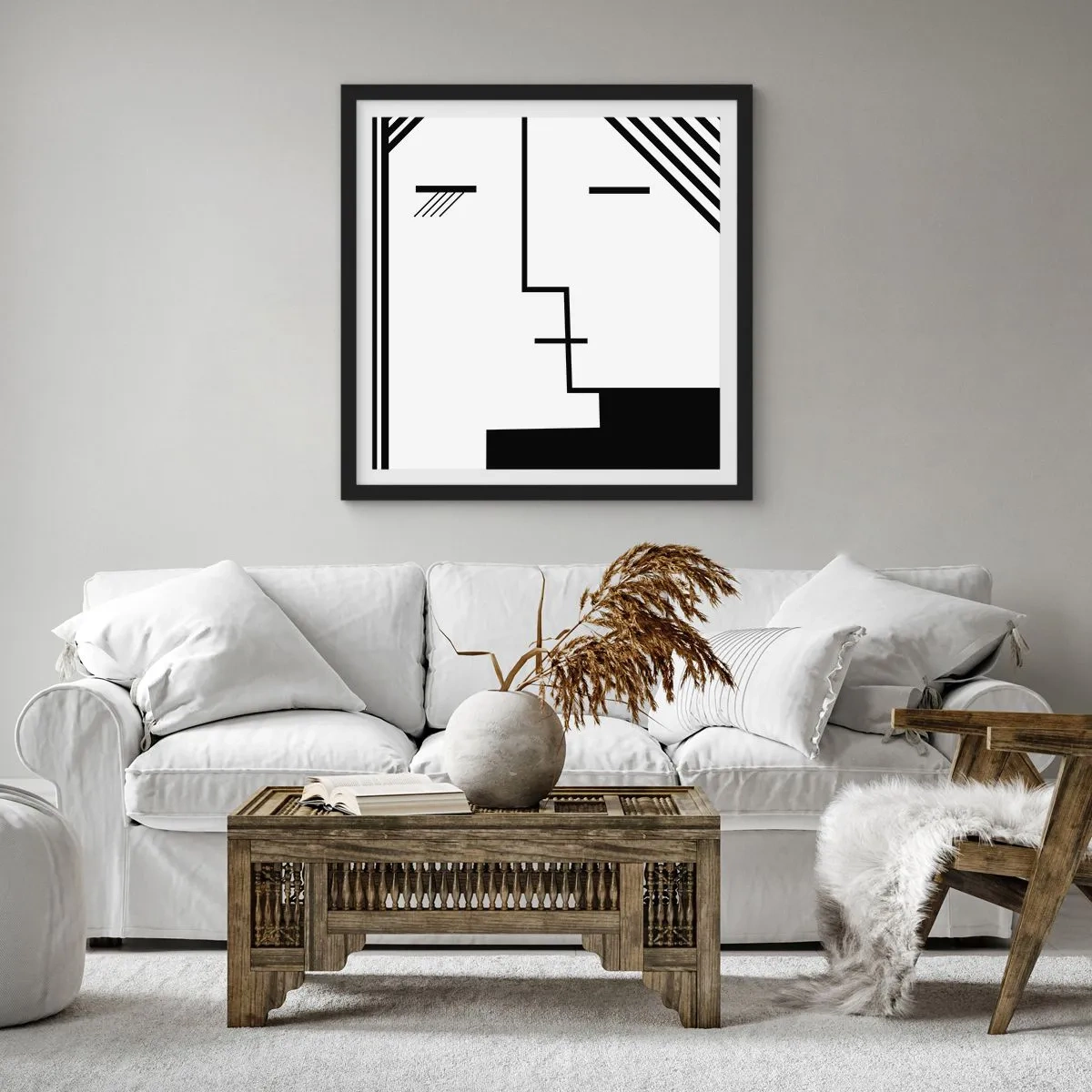 Plakat i sort ramme - Bare et kys - 50x50 cm