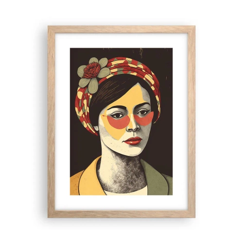 Plakat i ramme af lyst egetræ - Koraldame - 30x40 cm