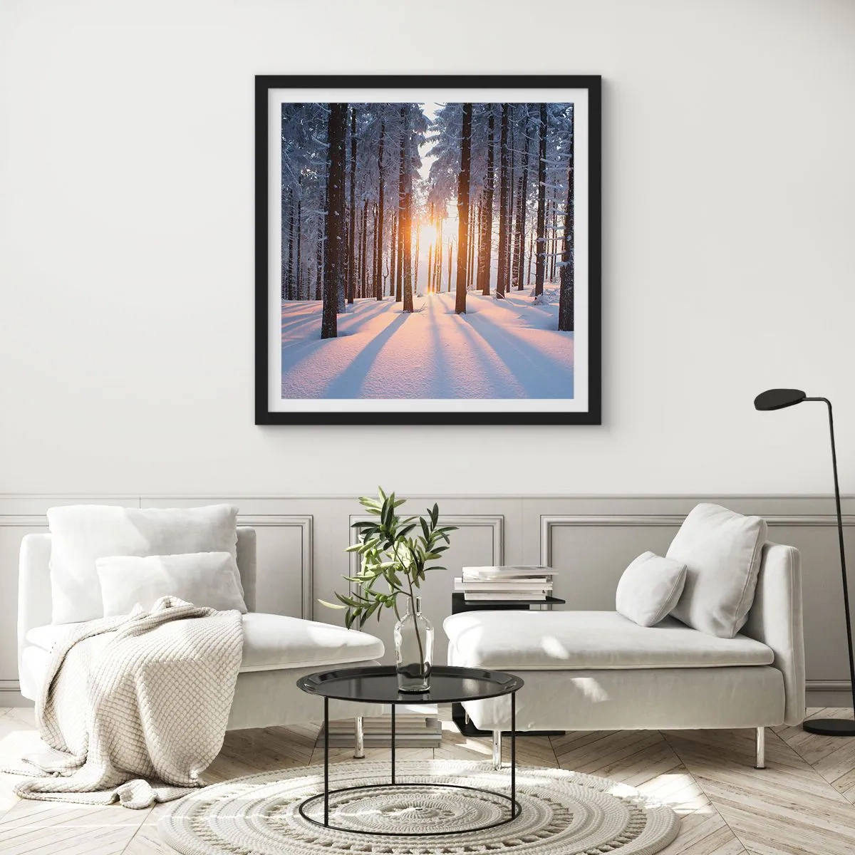 Plakat i sort ramme - Klart i sort og hvidt - 50x50 cm