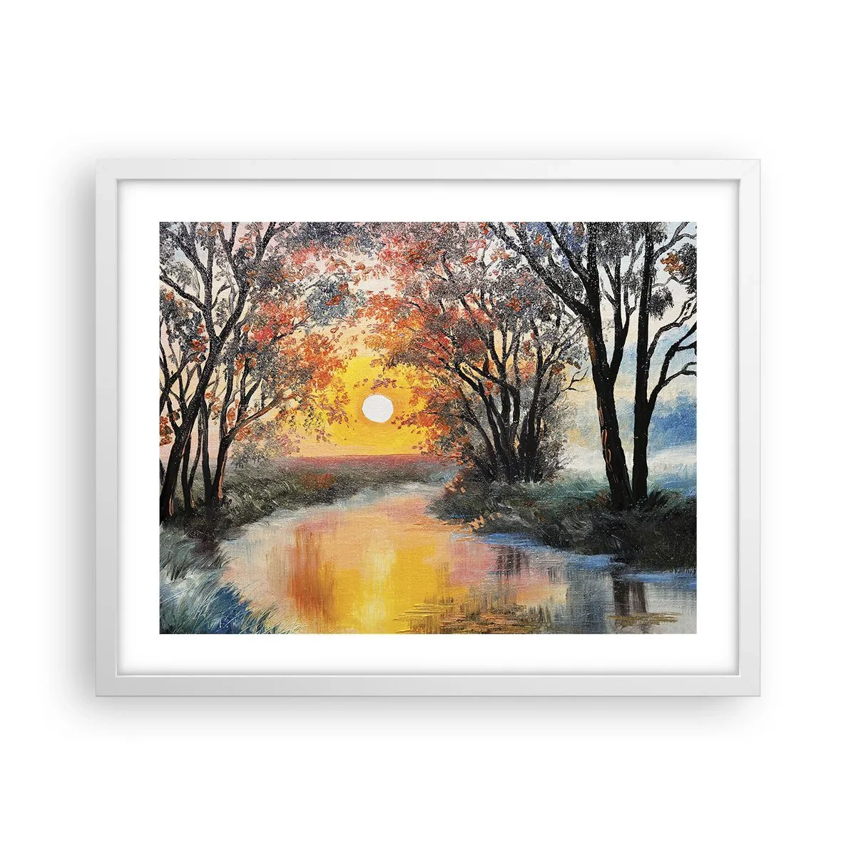 Plakat i hvid ramme - Efterårs atmosfære - 50x40 cm