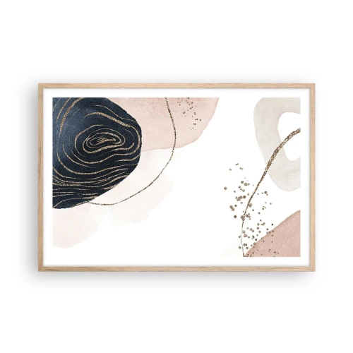 Plakat i ramme af lyst egetræ - Alt flyder - 91x61 cm