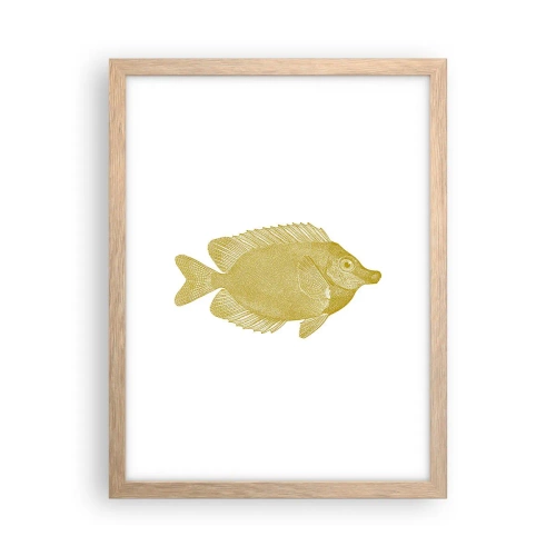 Plakat i ramme af lyst egetræ - Fisk og det er det - 30x40 cm