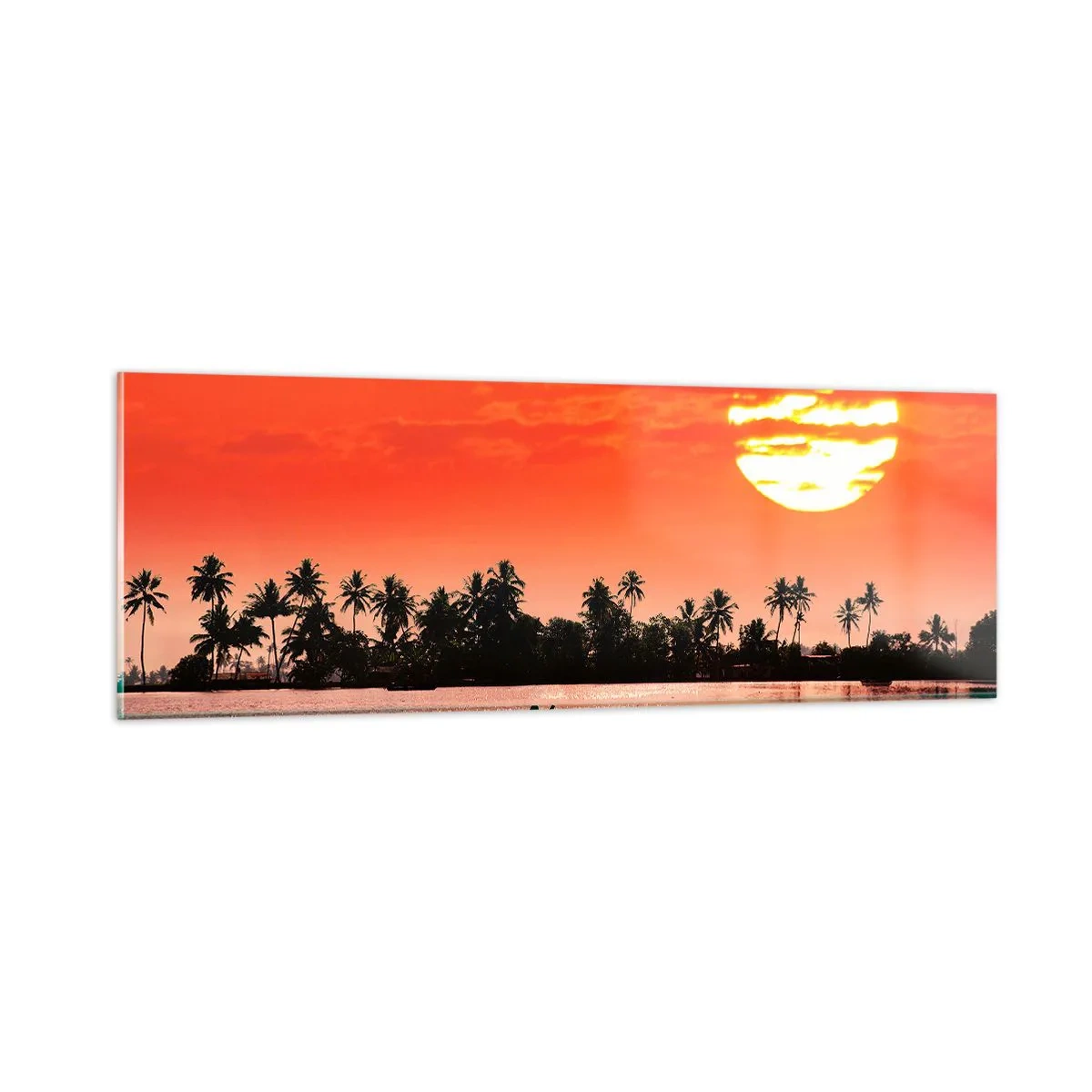 Billede på glas - Tropernes ro ved solnedgang - 90x30 cm