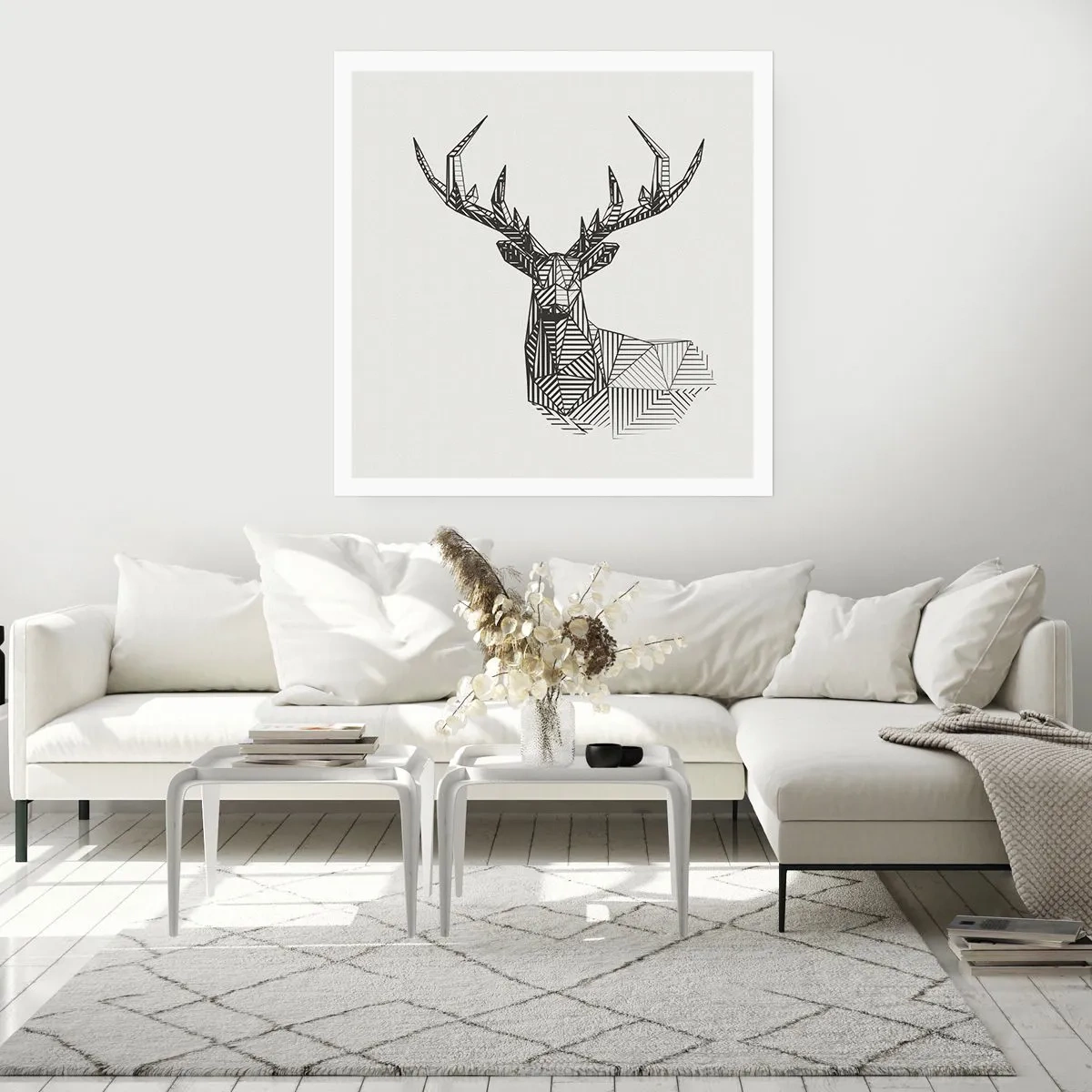 Plakat - Hjorte i kubistisk stil - 30x30 cm