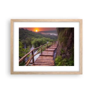 Plakat i ramme af lyst egetræ - En utrolig skønhed - 40x30 cm