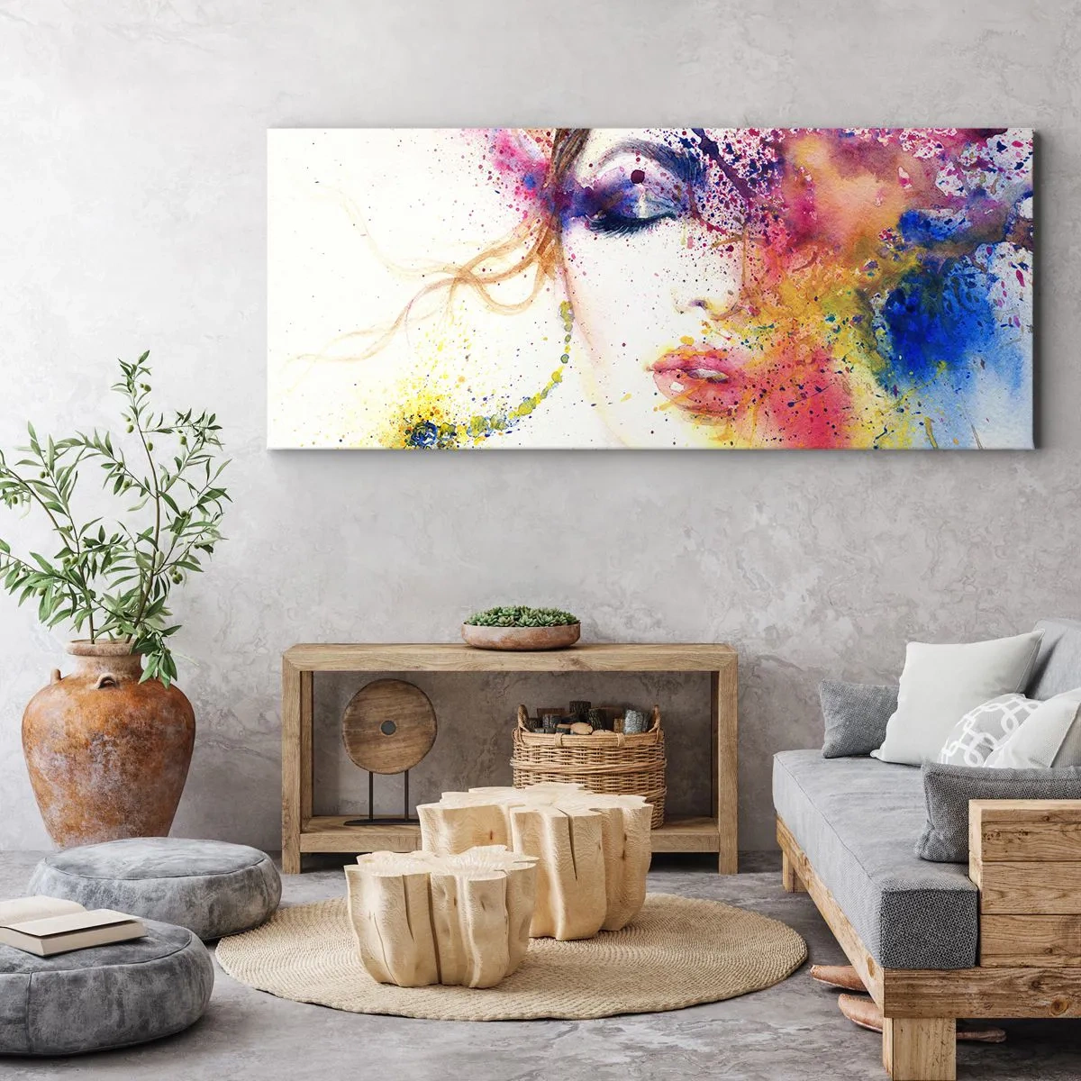 Lærredstryk - Billede på lærred - Regnbue svimmelhed - 100x40 cm