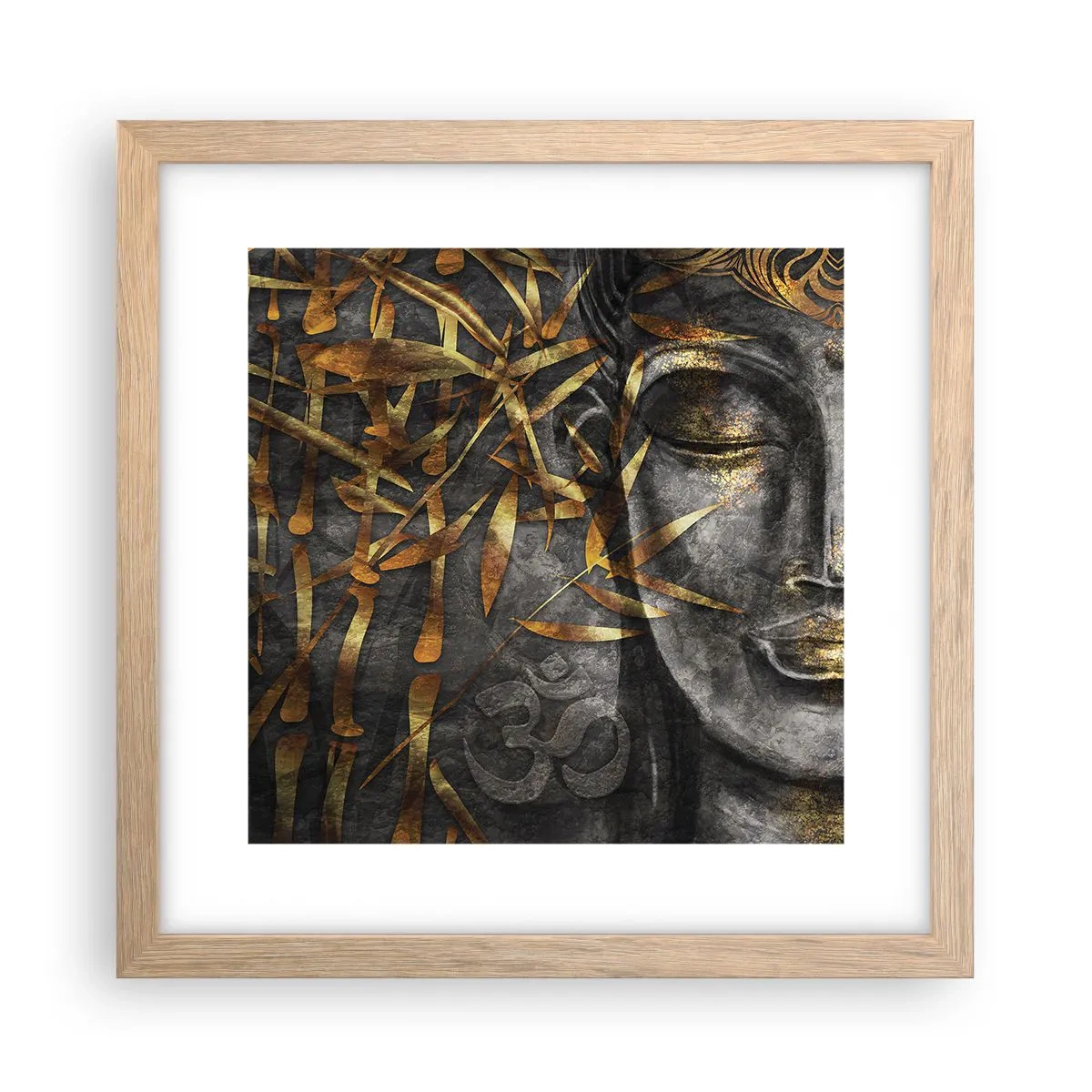 Plakat i ramme af lyst egetræ - Mærk freden - 30x30 cm