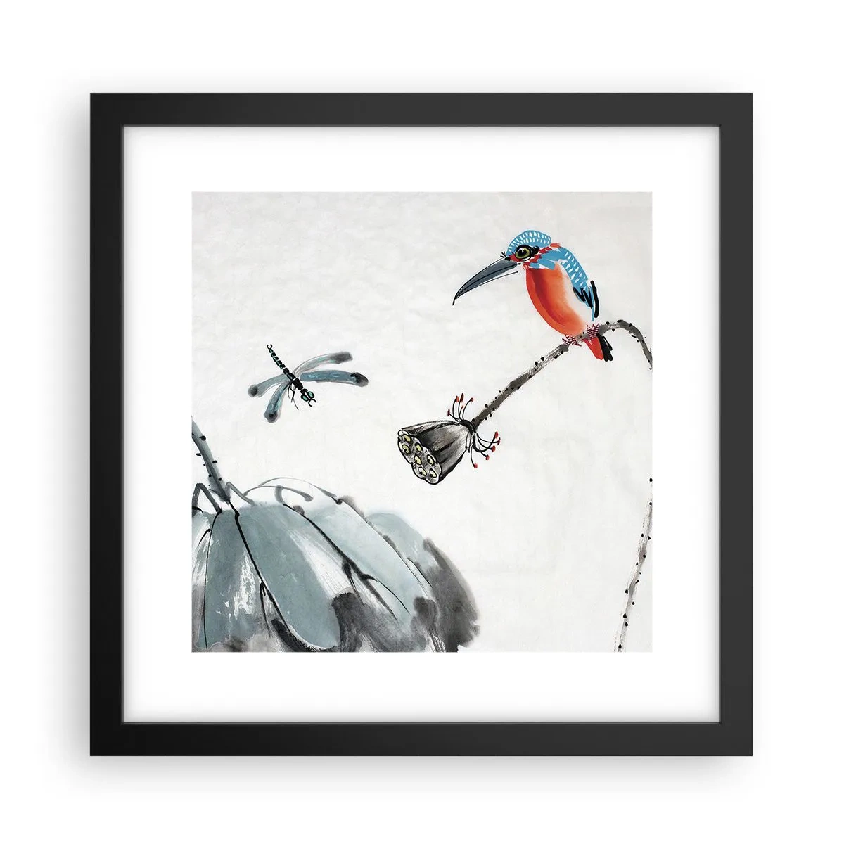 Plakat i sort ramme - Engenes liv - 30x30 cm