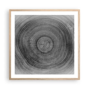 Plakat i ramme af lyst egetræ - Et tegn på tiden - 60x60 cm