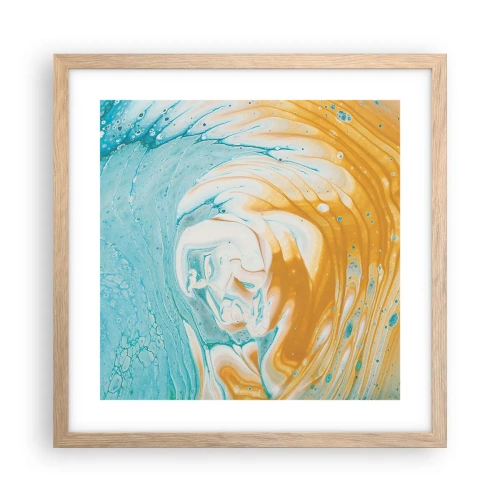 Plakat i ramme af lyst egetræ - Pastel hvirvel - 40x40 cm