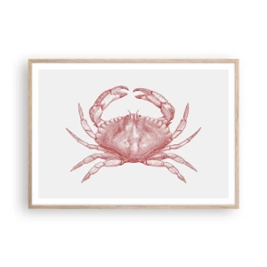 Plakat i ramme af lyst egetræ - Krabbe over krabber - 100x70 cm