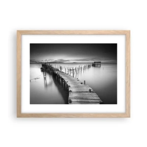 Plakat i ramme af lyst egetræ - Stilheden fra en glemt kyst - 40x30 cm