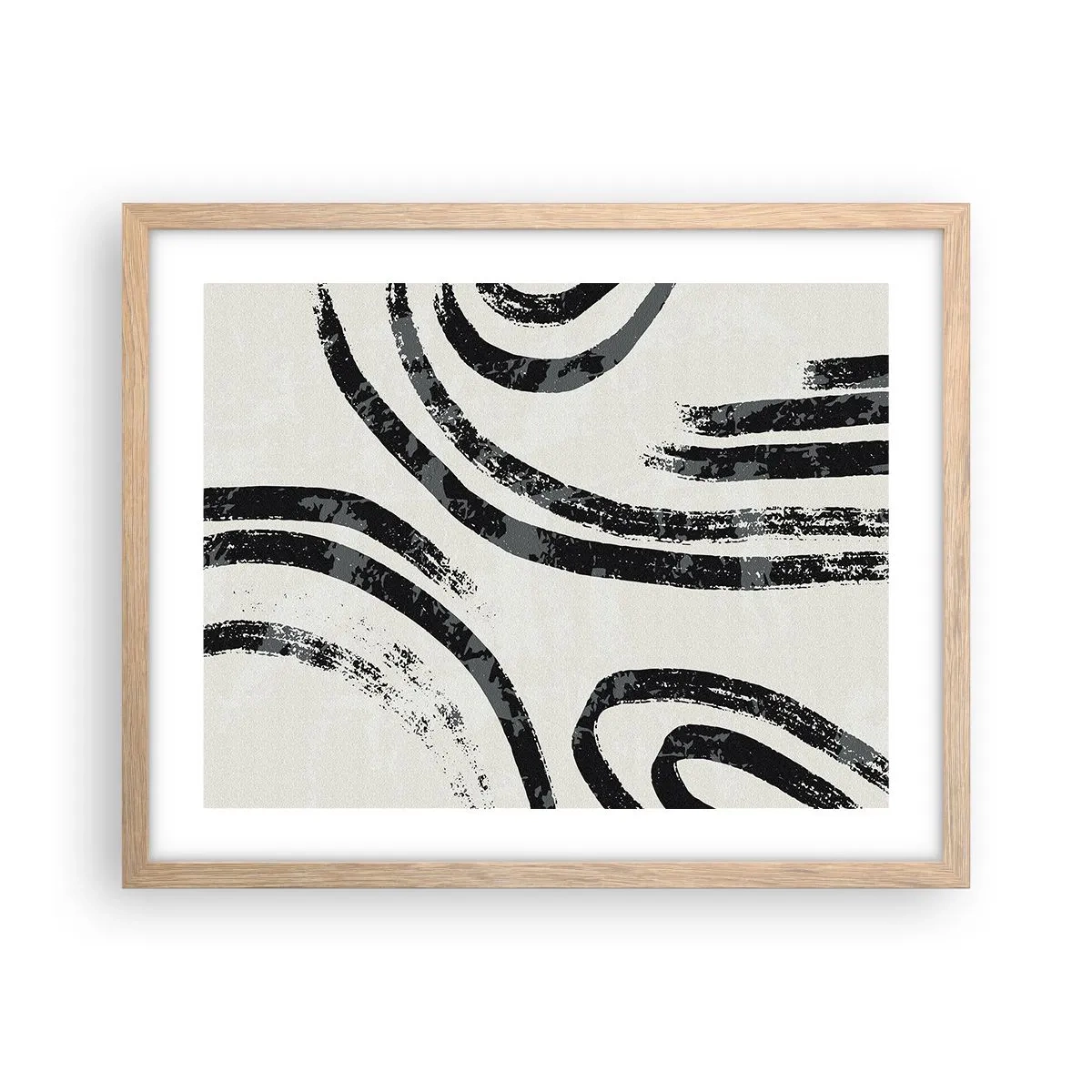 Plakat i ramme af lyst egetræ - Halvt stoppet - 50x40 cm