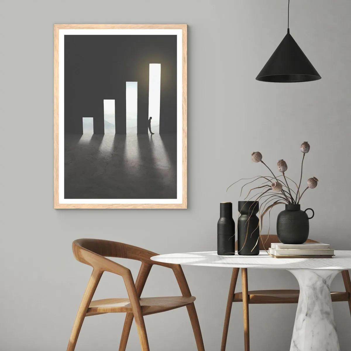 Plakat i ramme af lyst egetræ - Succes - et indtryk - 40x50 cm