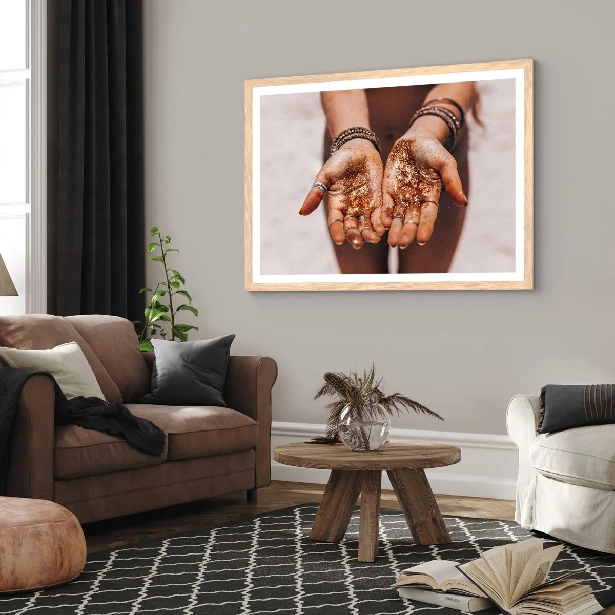 Plakat i ramme af lyst egetræ - En gave til dig - 100x70 cm