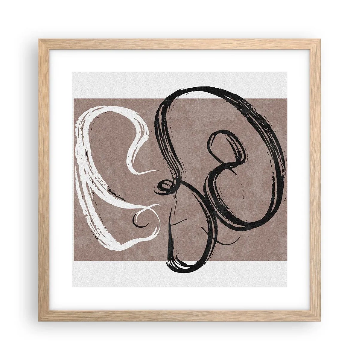 Plakat i ramme af lyst egetræ - Komposition - en søgen efter fuldstændighed - 40x40 cm