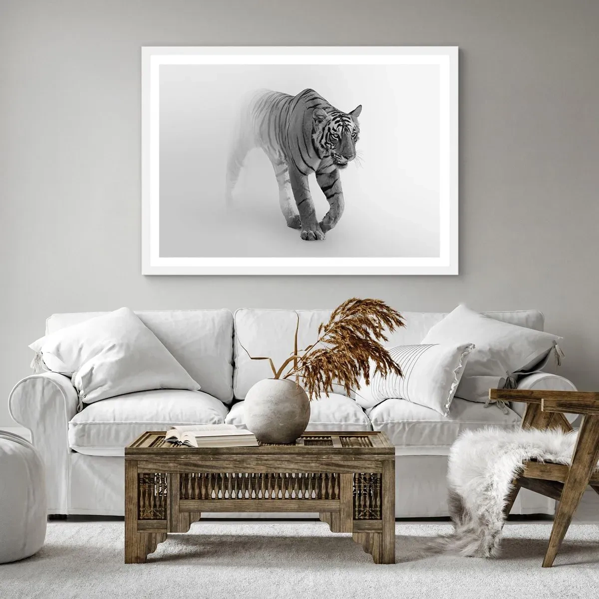 Plakat i hvid ramme - Krybende i tågen - 70x50 cm