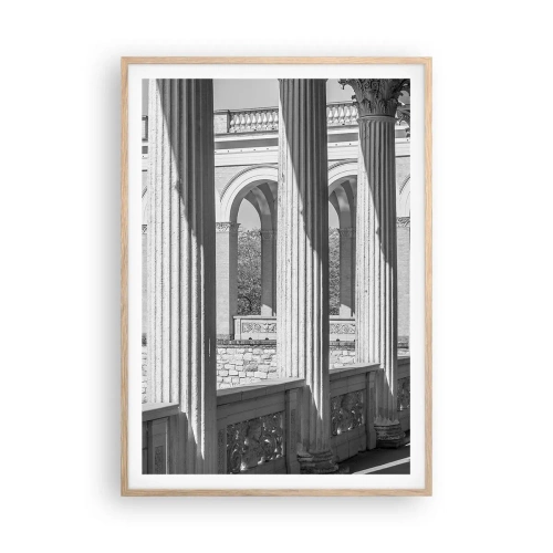 Plakat i ramme af lyst egetræ - Solrig arkade - 70x100 cm