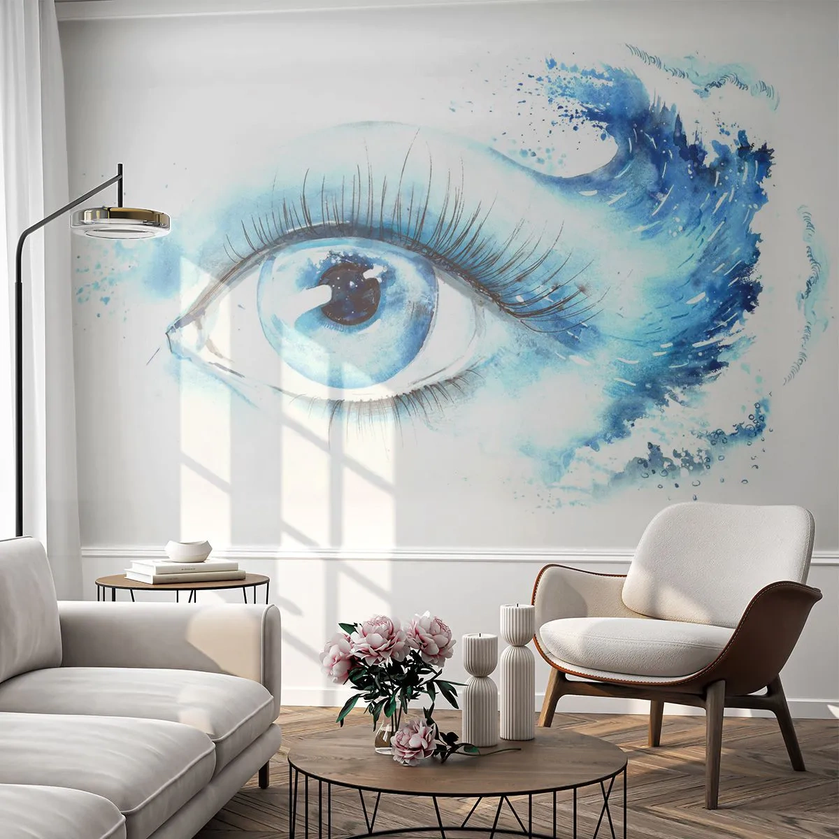 Fototapet Standard Eco - Fordyb dig i det blå i dit blik - Abstraktion, Øje, Stykke - 200x140 cm