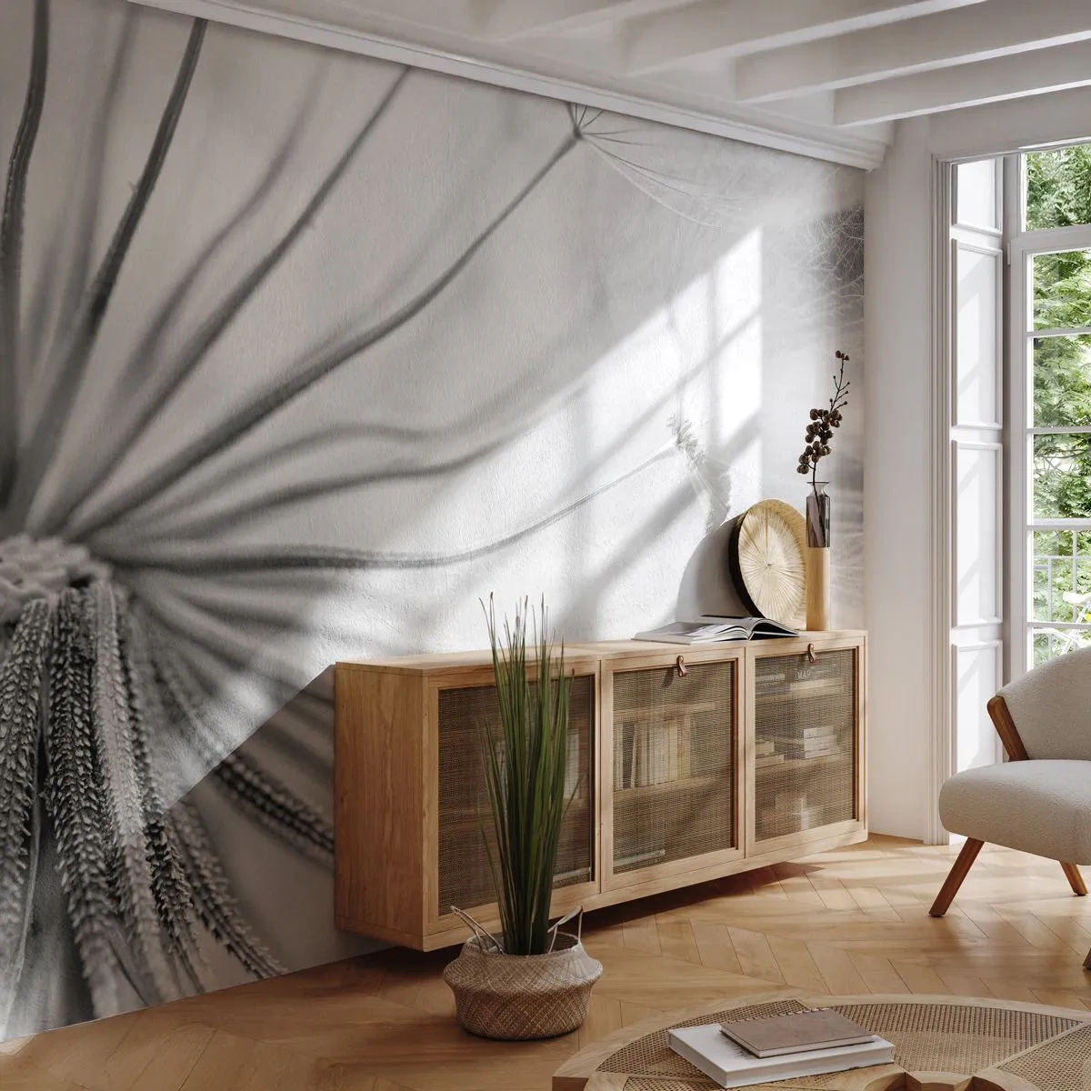 Fototapet Selvklæbende Deluxe Sticker - Blæsende drager - Minimalisme, Delikat, Blomst - 250x175 cm
