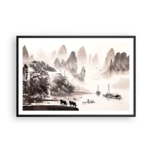 Plakat i sort ramme - Østens eksotiske hverdag - 91x61 cm