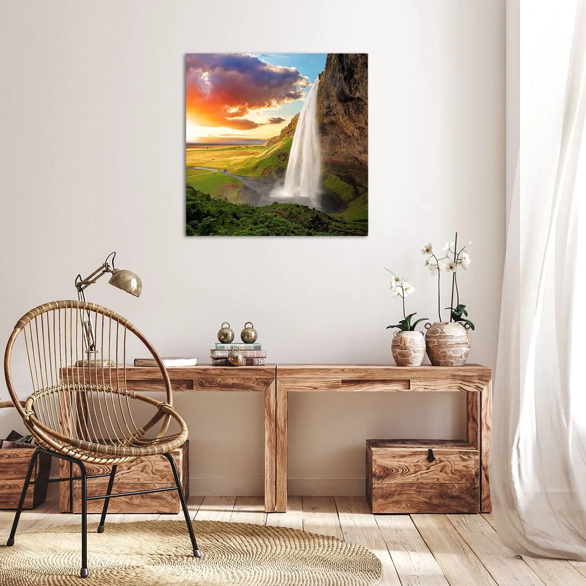 Lærredstryk - Billede på lærred - Den islandske sommers fylde - 40x40 cm